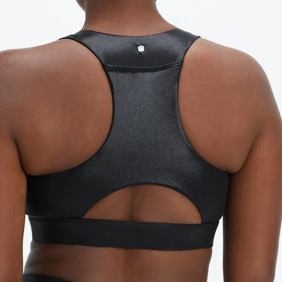 Fabletics Black Fog Foil Medium Impact Sports Bra | XL - Picture 9 of 10